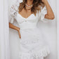 Early Spring Full Lace Short Sleeve Ruffled Sexy Women Dress