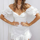 Early Spring Full Lace Short Sleeve Ruffled Sexy Women Dress