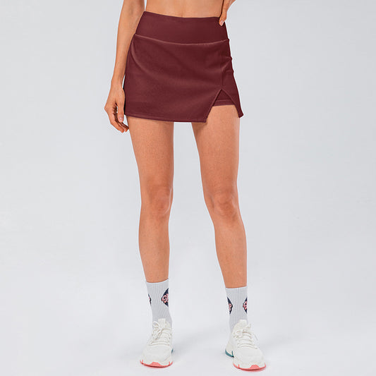 Women Tight Tennis Skirt Anti-Exposure High Top Sports Yoga Fitness Golf Short Pantskirt Pocket