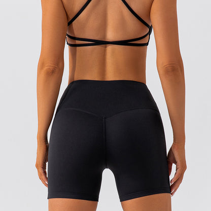 Quick Drying Nude Feel Yoga Shorts Women Hip Lifting Running Workout Shorts Tight High Waist Sports Training Leggings
