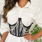 Casual Lace Stitching Pearl Chain Sexy Bandeau Cinched Waist Slim Fit Inner Wear Boning Corset Steel Ring Waist Seal