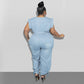 Plus Size Women  Clothing New Denim Short Sleeve Wash Jumpsuit Trousers Sexy New