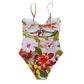 One-Piece Swimsuit Women Tube Top Blouse Strap Printing Floral Burst