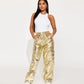 Metallic Coated Fabric Glossy Trousers Christmas Bright Color Stretch Leather Zipper Ankle Banded Slacks Women