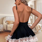 Sexy Cos Classical Maid Lace Edge Suspender Sexy Lingerie Set