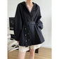 Elegant  Hemline Type Waist-Controlled Lace-up Trench Coat Women Spring Profile Hooded Top