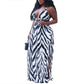 Plus Size Women High Waist Strap Type Printed Pleated White Office Maxi Skirt
