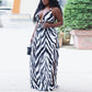 Plus Size Women High Waist Strap Type Printed Pleated White Office Maxi Skirt