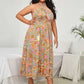 Plus Size Women Clothing Sexy Lace-up Halter Split Print Holiday Dress