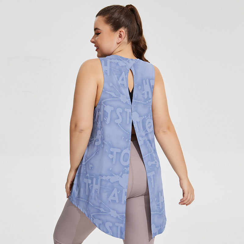 Grande taille Yoga gilet femmes évider découpe respirant séchage rapide sport sans manches t-shirt lâche Fitness Smock haut femmes