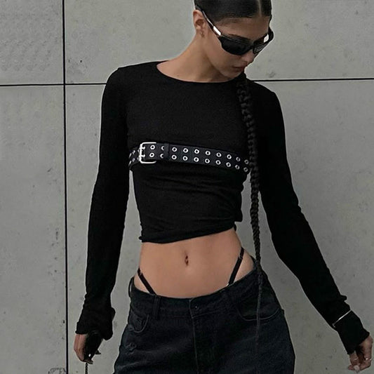 Women Clothing Autumn Sexy Slim Fit round Neck Long Sleeves T shirt Bottoming Shirt
