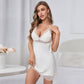 Pajamas Women Summer Ice Silk Thin Lace Cutout Backless Slip Nightdress Sexy Pure Home Wear with Chest Pad