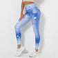 Nouvelle impression numérique Denim bleu serré haute élastique séchage rapide pantalons de yoga sport course pantalons de fitness pour les femmes