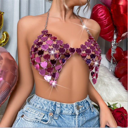 Sexy Acrylic Heart Shape Mirror Surface Vest