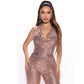Autumn Winter Women Clothing Sleeveless Halter Sequined Lace up Jumpsuit with Belt