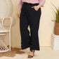 Plus Size Women Clothing Beaded Casual Wide-Leg Pants Pocket Solid Color Trousers