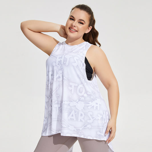 Plus Size Yoga Vest Women Hollow Out Cutout Breathable Quick Drying Sports Sleeveless T Shirt Loose Fitness Smock Top Women