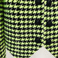 Cool Logo Beaded round Neck Fluorescent Green Houndstooth Woolen Jacket Coat