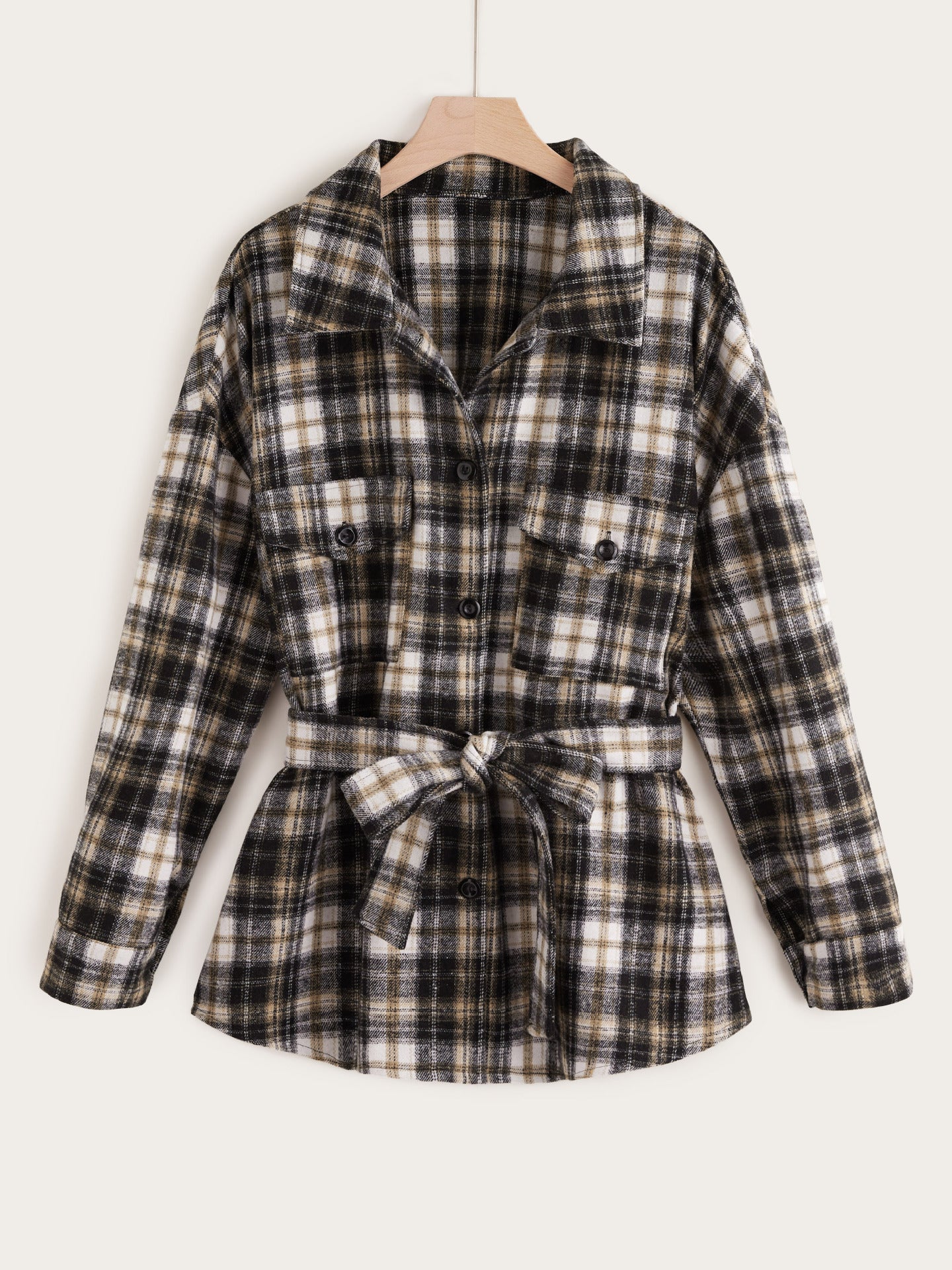 Plus Size Autumn Winter Slim Office Elegant Cotton Woolen Mini Wool Retro Mid-Length Coat