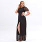 Plus Size Spring Summer  Sexy Hollow Out Cutout Girls Slim Lace Short Sleeve Dress Long Skirt