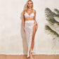 Women Clothing Sexy See through Hollow Out Knitted Dress Split Beach Vacation Dress Skirt