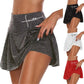 Base Skirt Women Summer Leggings Faux 2 Pieces Solid Color High Waist Skirt Plus Size