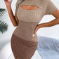 Spring Summer Sexy Hollow Out Cutout Gradient Color Waist Trimming Knitted Bag Hip Dress Women Clothing
