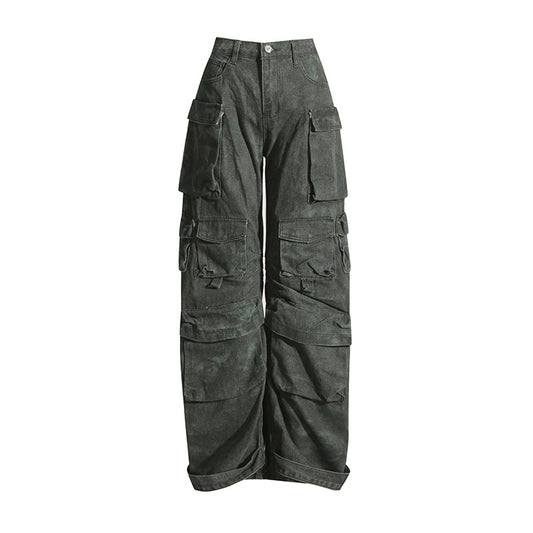 Elegant Sexy Casual Pants Women Tie Dye Camouflage Multi Pocket Street Cargo Pants