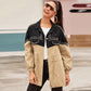 Women Clothing Denim Patchwork Trench Coat Street Hipster Mid-Length Casual Jacket