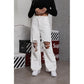 Denim blanc femmes Jeans décontractés Loose Street Ripped Denim Pantalons Femmes