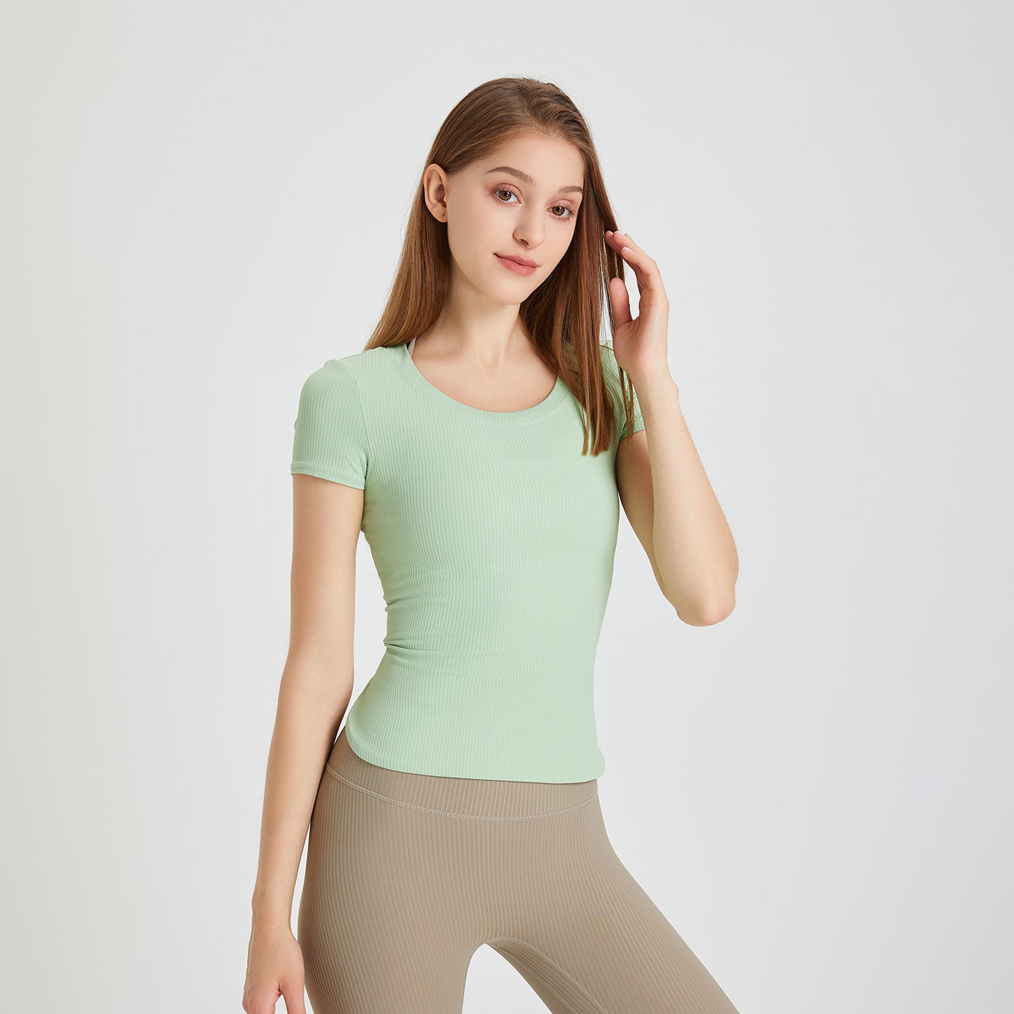 Été à lacets confortable minceur décontracté sport t-shirt femmes Yoga vêtements à manches courtes séchage rapide haut