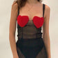 Spring Summer Women Clothing Suspenders Sexy Backless Contrast Color Love Vest Women