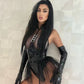 Sexy Faux Leather Patent Leather Mesh Joint Halter Sexy Lingerie Mesh Tutu Skirt Swing Garter Jumpsuit