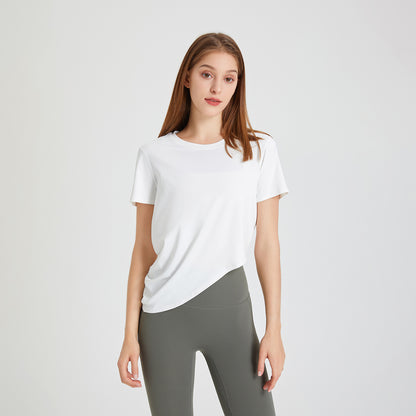 Yoga Clothing Top Women Summer Thin round Neck Skin Friendly Breathable Workout Clothes Short Sleeve Running Quick Drying Exercise T shirt