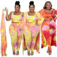 Plus Size Tie-Dye Casual Three-Piece Set Women Suit