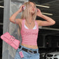 Women Clothing Spring Sexy U Collar Letters Drilling Sleeveless Vest