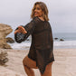 Beach Cover-up Sexy Hollow Out Ritaglio Vacanza Protezione solare Camicia Beach Cover Up