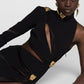 Printemps été Sexy évider découpe unique à manches longues écharpe col robe femmes vêtements pansement une pièce robe