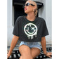 Cute Smiley Face Women Clothing All-Match Trendy Smiley Printed Reflective Short-Sleeved Street T-shirt