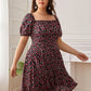 Plus Size Summer Sweet Square Collar Backless Floral Dress Boho Bohemian Vacation  Dresses