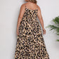 Plus Size Women Sexy V neck Strap Leopard Print Dress