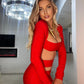 Suit Autumn Casual High End Two Piece Set Cropped Outfit Long Sleeve Stretch Dress Women Clothing Bandage Dress