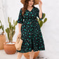 Plus Size Women Clothing Summer V Neck Short Sleeve Ruffled Elastic Waist Dress