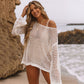 Beach Cover-up Sexy Hollow Out Ritaglio Vacanza Protezione solare Camicia Beach Cover Up