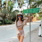 Tricoté deux pièces femmes printemps été bord de mer vacances Protection solaire haut court Sexy Shorts costume