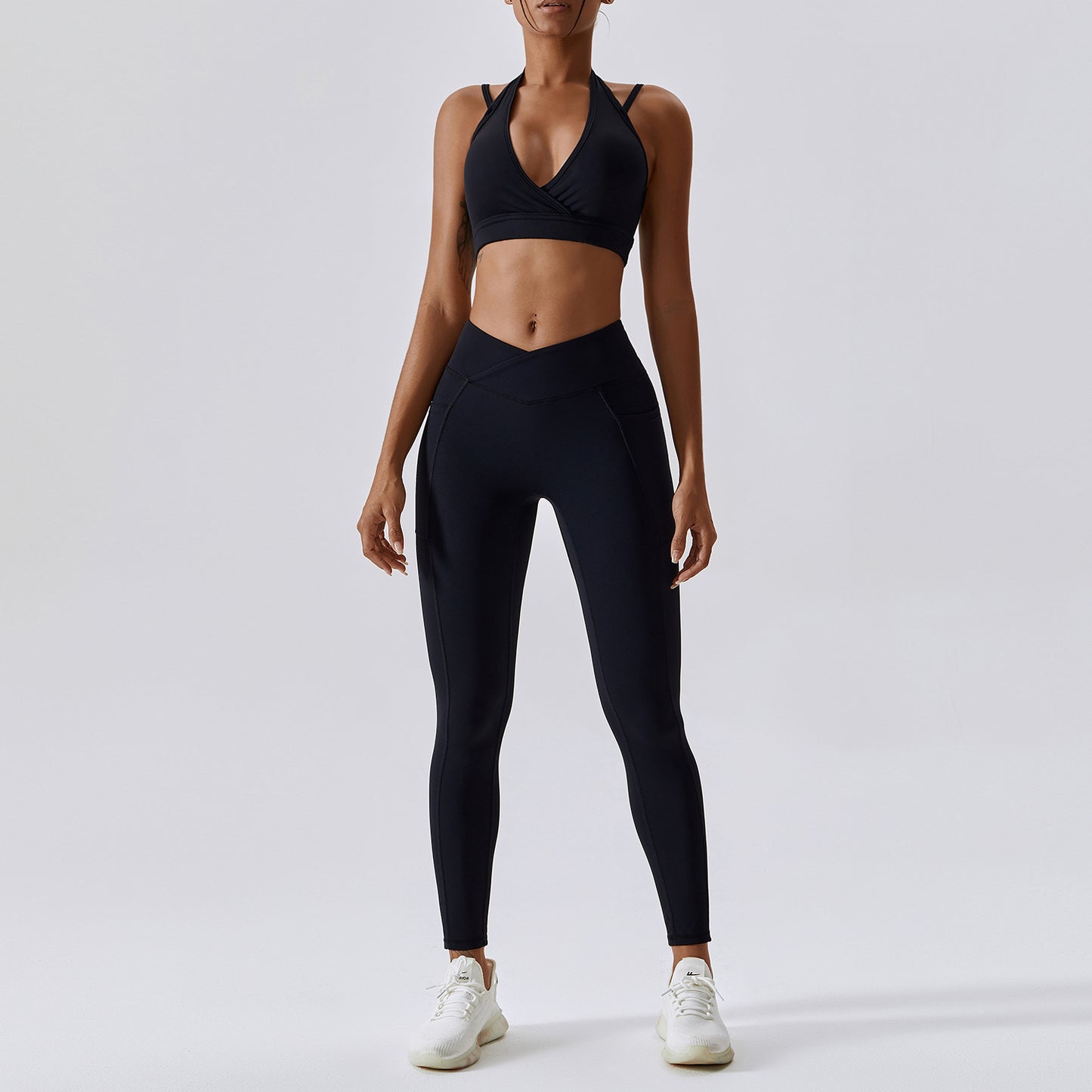 Criss Cross Nude Feel Yoga Clothes Women Hip Lift Quick Drying Breathable Skinny Running Suit Sports Back Shaping Workout Clothes
